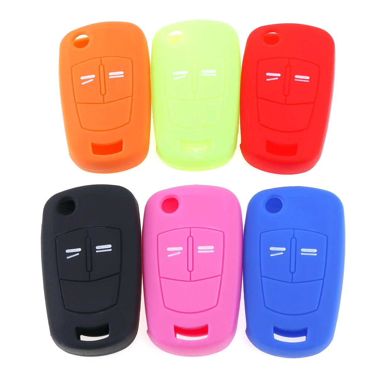 

6 Colors 2 Buttons Silicone Flip Folding Car Key Cover Protector Red Orange Pink for Vauxhall Opel Corsa Astra Vectra Signum