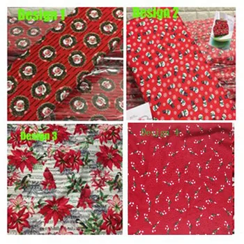 

Pretty Merry Christmas Red Snowflake Snowman Santa Claus Flower Printed Cotton Fabric For DIY Sewing Bedding Clothing Quilting