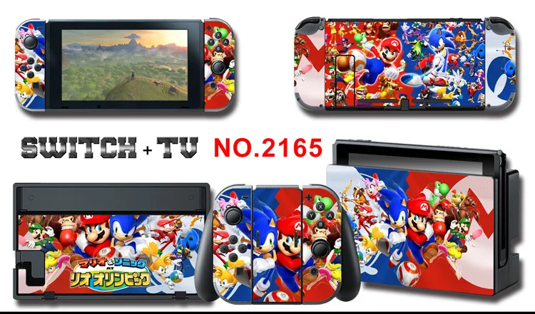 1set New Cute Anime Full Body Sticker for NS Switch Protective Cover Skin Colorful Art for Game Console Joy-Con Controller Decor