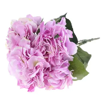 

1 Bunch 5 Heads Artificial Silk Hydrangea Flower Simulation Leaf Fake Bouquet H4GD