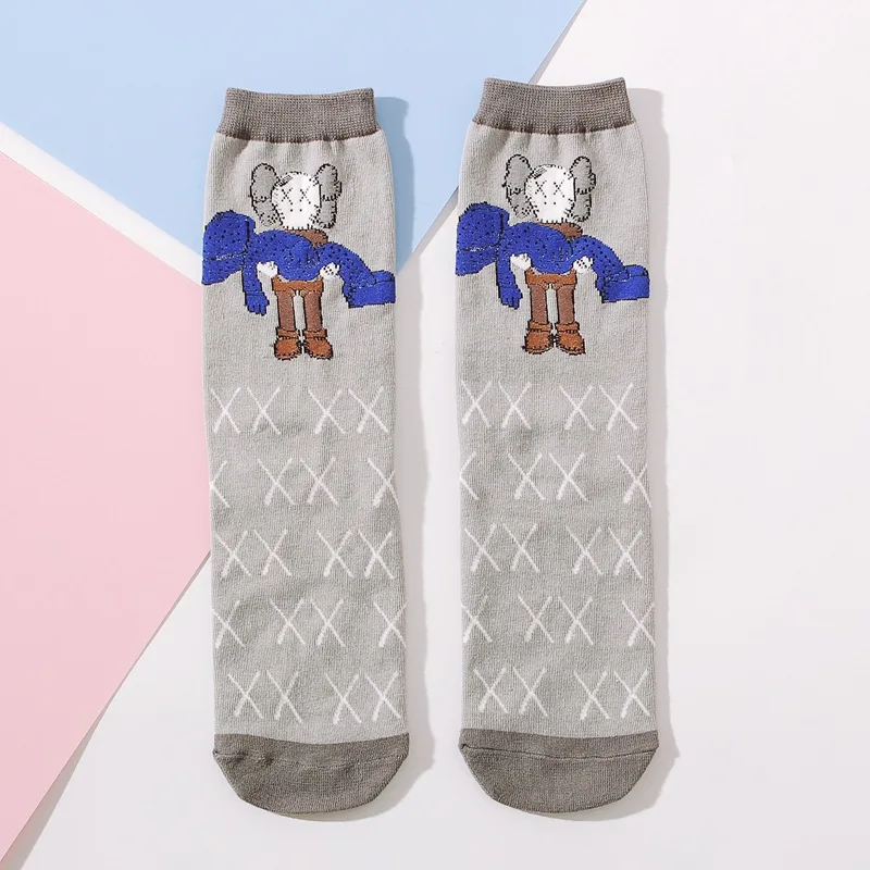 Длинные носки с забавными персонажами из мультфильмов осенние и зимние белые красные носки розовые носки с персонажами аниме Harajuku happy personity модные хлопковые носки с рисунками животных kawaii теплые дышащие удобные новые - Цвет: As shown