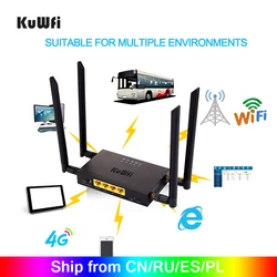 Kuwfi roteador sem fio para carro cat4, 4g, lte, cpe, wi fi industrial, de alta velocidade, roteador cpe, com slot de cartão sim/4 antenas externas, 300 peças