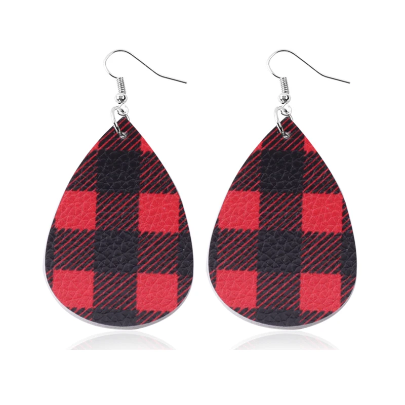 red black plaid 8 пар кожаных женских сережек в форме сердца, набор Brinco, углы любви, свисающие серьги в виде красных капель, подарок на День святого Валентина для влюбленных - Окраска металла: red black plaid