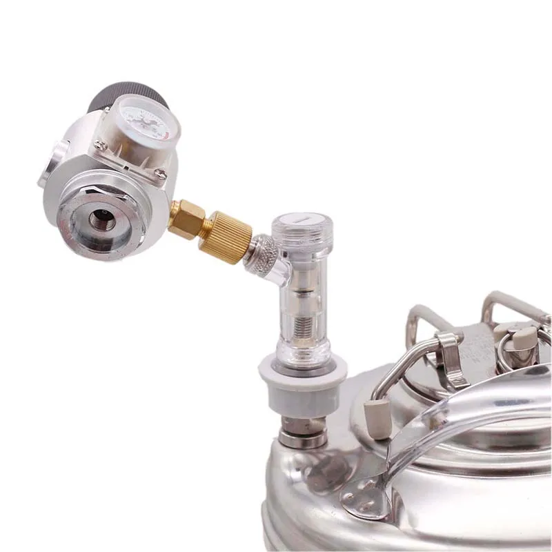 Homebrew Kegging комплект поставки газа мини Co2 регулятор и отсоединение шарикового фиксатора w/обратный клапан 3/8-18UNF 0-90psi подходит со сферической головкой, кег