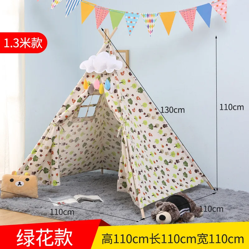 

KID'S Tent Game House Indoor Book Shelf Green Flower Tent Children Indian Tent