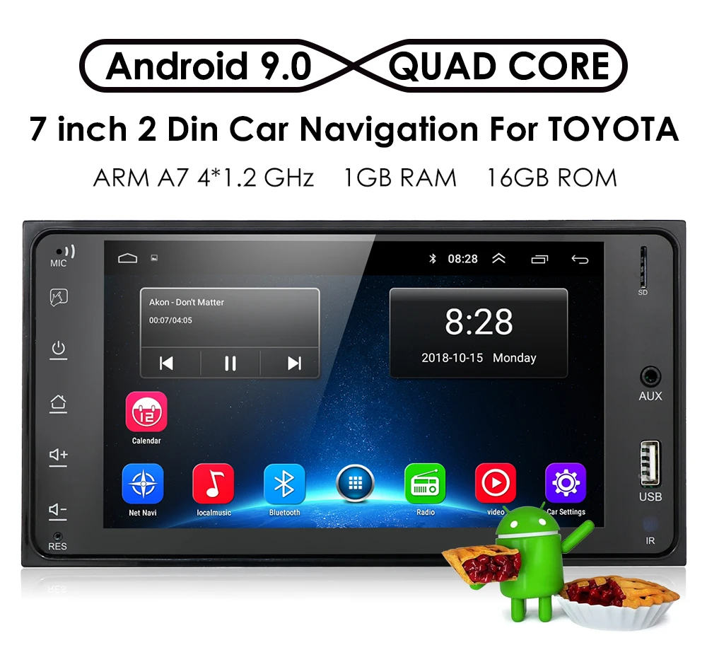 Flash Deal 4G Android 9.02 DIN Car Nav GPS for Toyota Terios Old Corolla Camry Prado RAV4 Universal radio wifi Capacitive 1024*600 USB DAB+ 1