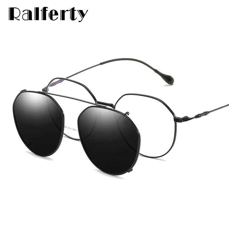 

Ralferty 2 In 1 Prescription Sunglasses Myopia Ladies Metal Frame Clip On Glasses Eyeglass Sunshades For Glasses 0 Degree Z1786