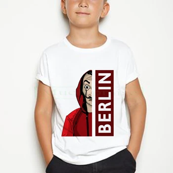 

La Casa De Papel Kid T Shirt Funny Design T Shirt Boy Money Heist Tees TV Series Short Sleeve House of Paper Children T-Shirt