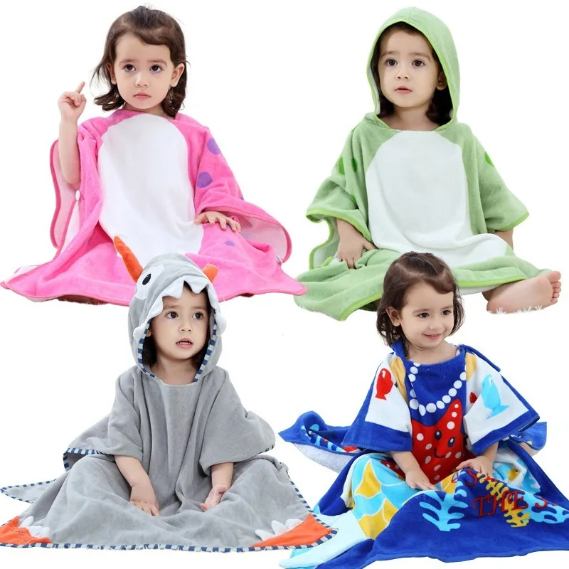 Children's Bath Towel  Cover Baby Print Children Kid Cotton beach towel Bathrobe Cute Hoodie Swimming Accesssories