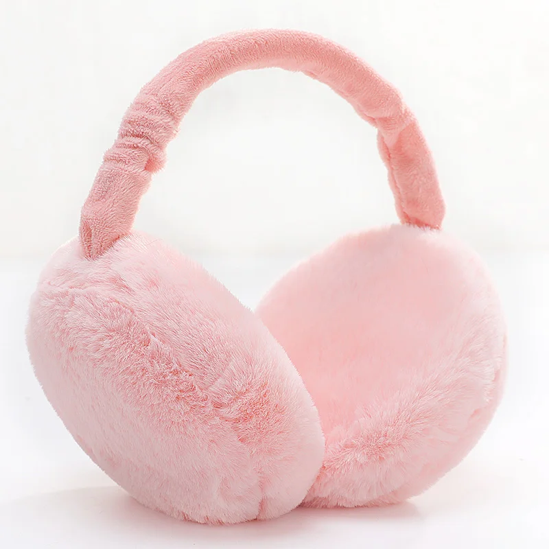 pink Новинка, складные женские теплые наушники, портативные, для мужчин и женщин, одноцветные, зимние, холодные, антифриз, плюшевые наушники - Цвет: pink