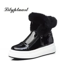 Г., новые зимние украшения одежды и обуви из лакированной кожи в студенческом стиле короткие ботинки теплые зимние женские ботинки в стиле ретро с круглым носком на рифленой подошве