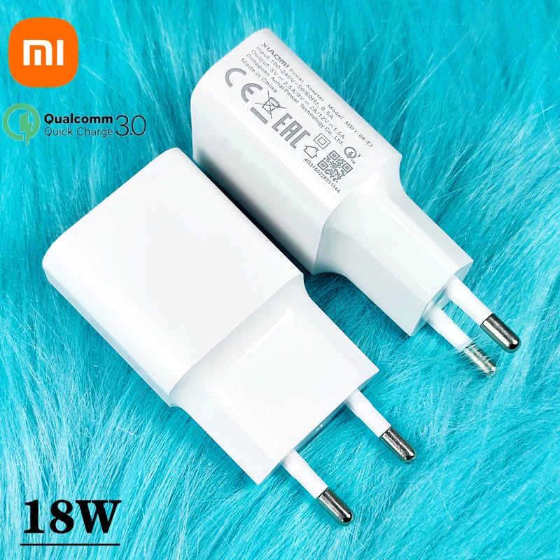 18W charger Xiaomi EU Quick charger adapter USB Type C cable For Mi 8 9 SE 9 t pro  Mix 3 A2 A3 redmi note 7 9 8 baseus 65w Chargers