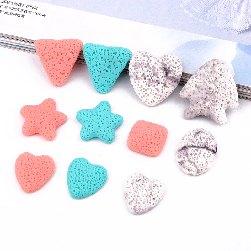 

5pcs Imitation Coral Resin Cabochon Bead Ring Base Findings Star Oval Love Earring Bracelet Tray Base Beads Jewelry Making F735