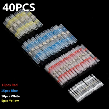 

40pcs/set Red/Blue/White/Yellow Waterproof Solder Sleeve Heat Shrink Tube Wire Terminal Crimp Connector for Home Decro