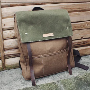 

Leather Canvas Backpack, Rucksack, Brown leather, School backpacks,large backpack , Travel bag for women,Gift for him