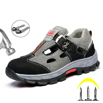 

Summer Safety Shoes Breathable Work Boot Safety Steel Toe Shoes Men Anti-puncture Work Safety Boots Male Shoes Adult Sandals