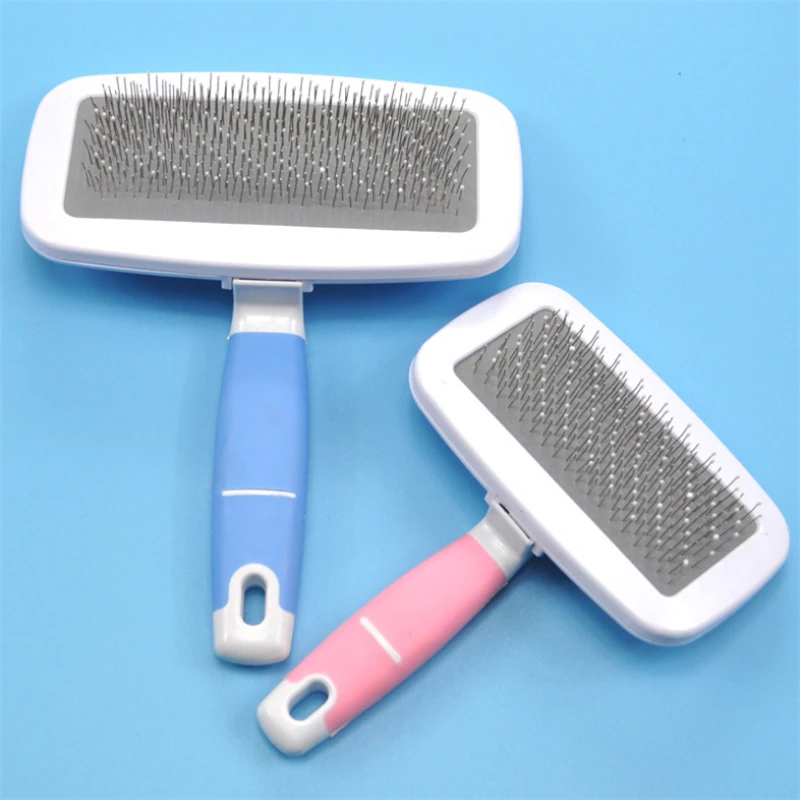Aguja para quitar el pelo de mascotas peines, cepillo de limpieza de piel, peines de gran tamaño, herramienta antideslizante de Color caramelo para mascotas