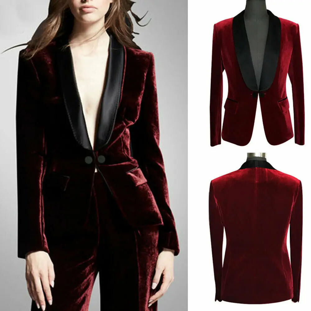 Burgundy Velvet Formal Suits 2 Pcs ...