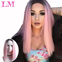 LM 14 ''короткий Боб стиль парики Омбре черный смешанный фиолетовый розовый зеленый коричневый прямые волосы парики для женщин синтетический парик косплей