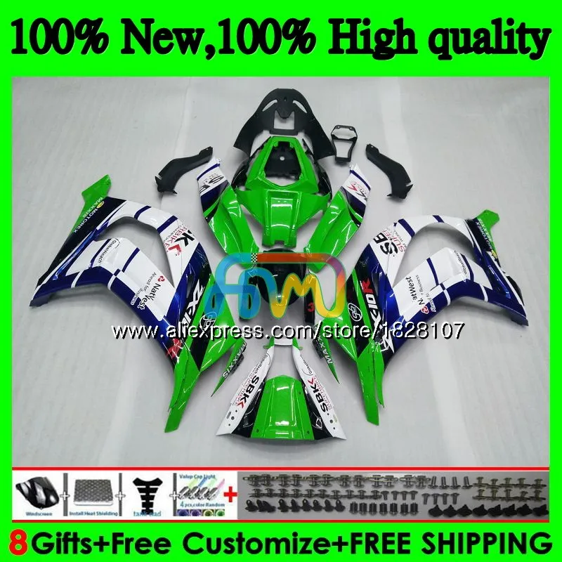 Инъекции для KAWASAKI ZX-10R 1000CC ZX1000 ZX 10 сотрудников отдела исследований 26BS. 0 ZX 10R 1000 ZX10R 16, 17, 18, OEM Обтекатели зеленого и белого цветов - Цвет: No. 1