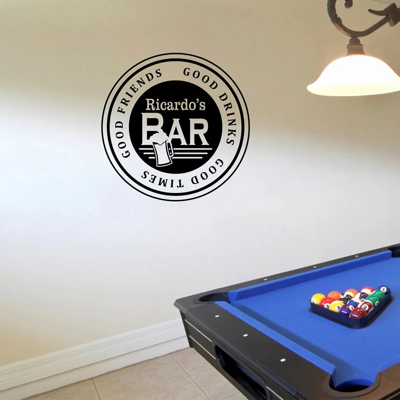 Customizable name pub wall sticker men cave party bar shop sign counter window showcase door decoration vinyl decals men gift 3