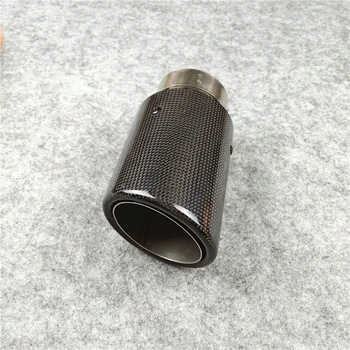 

1 Piece Car Exhaust System Fit For all cars Crimping Glossy Black Carbon Fiber Muffler Tip Stainless Steel Tailpipe
