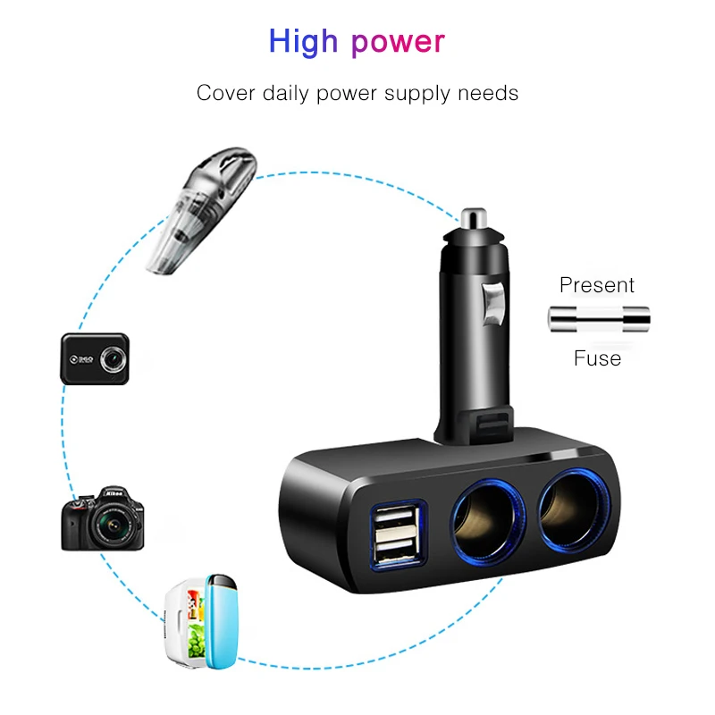 Автомобильный прикуриватель, двойной USB, быстрое зарядное устройство, адаптер питания, 2.1A/1.0A 80 Вт, разветвитель, зарядное устройство 12 В для Iphone, samsung