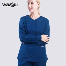 Vkamoli Унисекс V воротник анестезиолога одежда с длинными рукавами Хирургическая Одежда Кисть ручная одежда аптека доктор Рабочая одежда