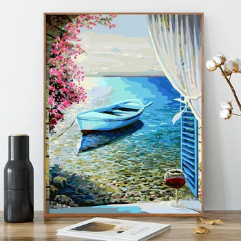 

Painting By Numbers DIY Dropshipping 40x50cm ship Figure Canvas Wedding Decoration Art picture Gift