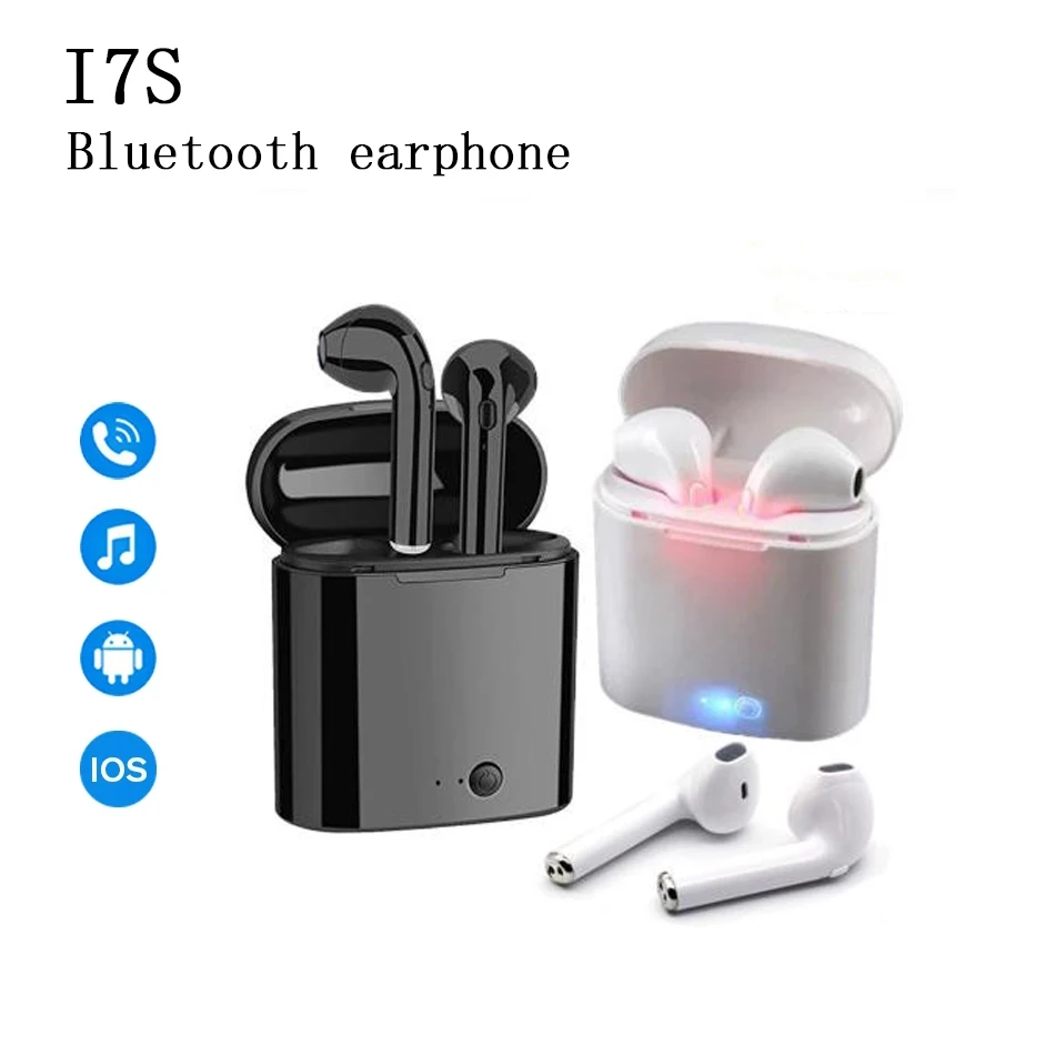 i7s Wireless Earphones Bluetooth 5.0 Dual Stereo Sport Earbuds Headset With Mic Charging box Headphones for All Smartphones | Электроника