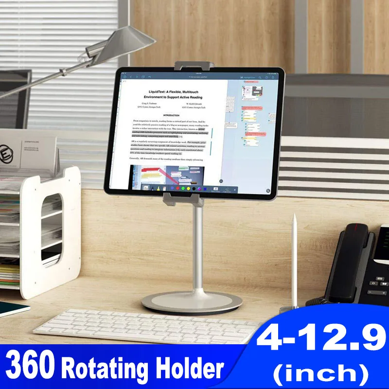 

Premium 360 Rotate Tablet Holder Universal desk stand 4.7 to 12.9 inch tablet Adjustable Bracket Mount For ipad Metal support