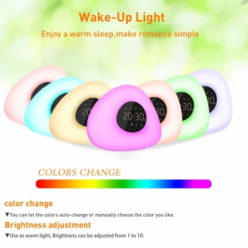 

LED Digital Alarm Clock Wake Up Clock Multifunction Display Time Night Light Lamp Desk Decor 7 Colors Touch Light Control RGB