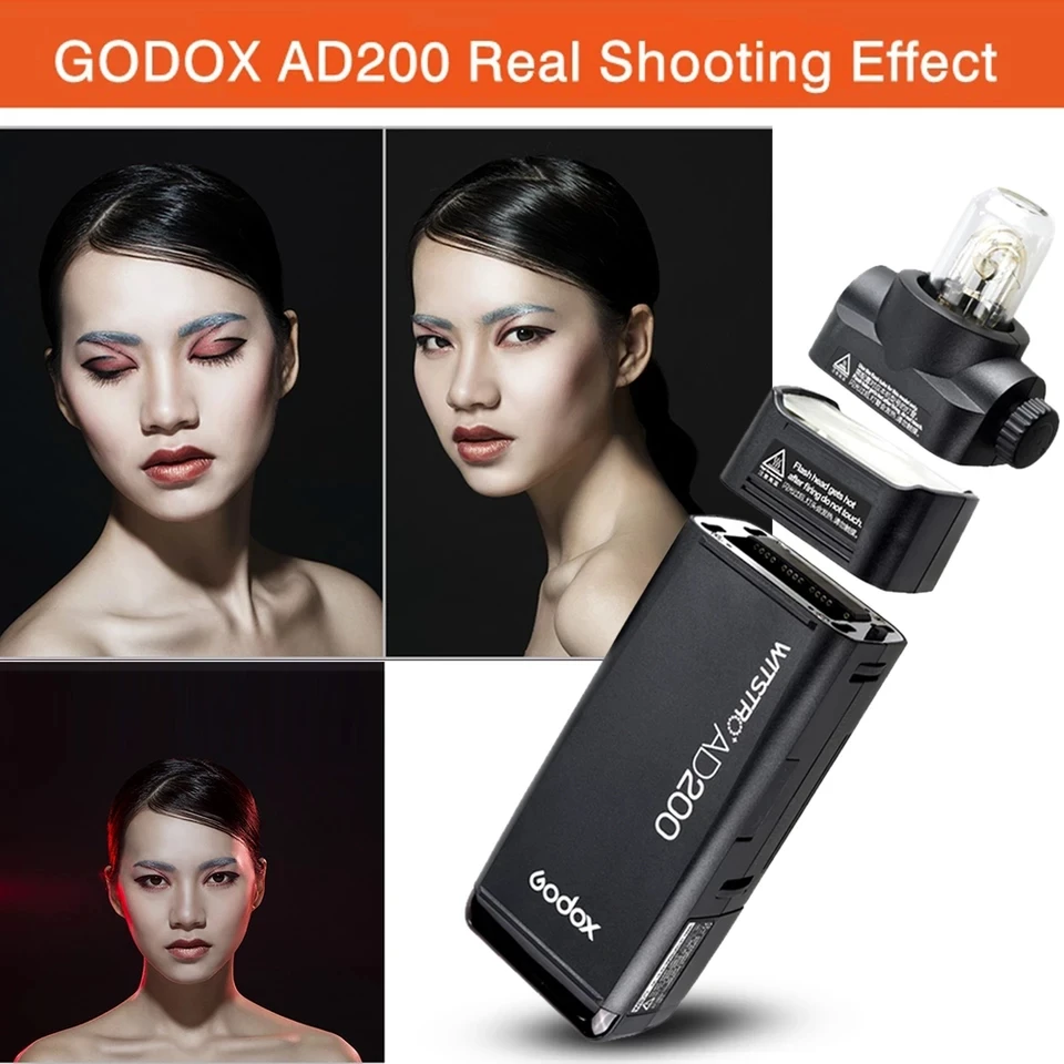 Godox AD200 комплект 200Ws 2,4G ttl карманная вспышка стробоскоп 1/8000 HSS Беспроводная монолайт 2900mAh литиевая батарея и голая лампа/Speedlite