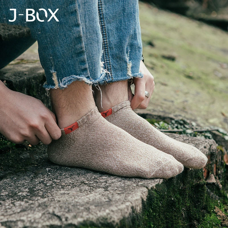 J-BOX, 5 пар, мужские короткие носки, хлопковые мужские короткие носки, цветные дышащие тапочки, толстые забавные носки