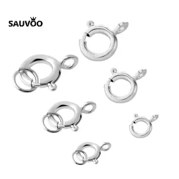 

SAUVOO 5pcs 5/5.5/6/7/8mm Round Spring Clasps Bracelet Buckle 925 Sterling Silver Lobster Clasps Buckle Hook For Jewelry Making