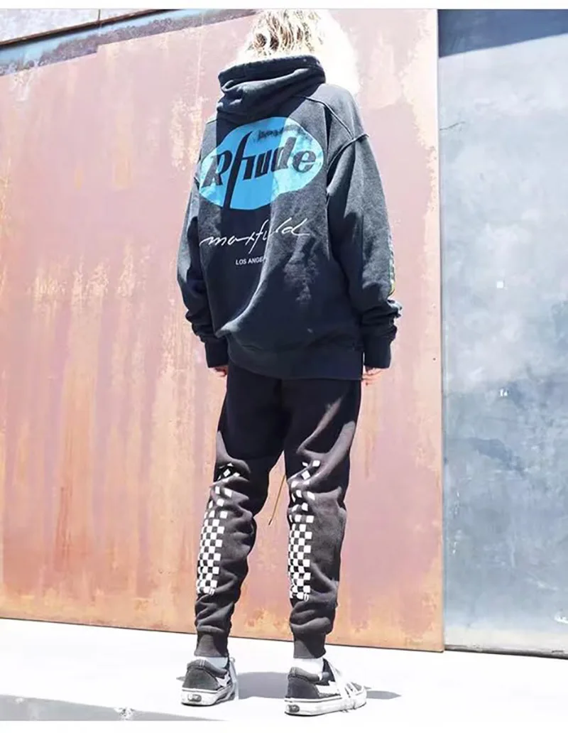 Новинка, вышитая буква RHUDE x Maxfield LA, Толстовка для мужчин и женщин, лучшая версия, уличная мода, пуловер с капюшоном