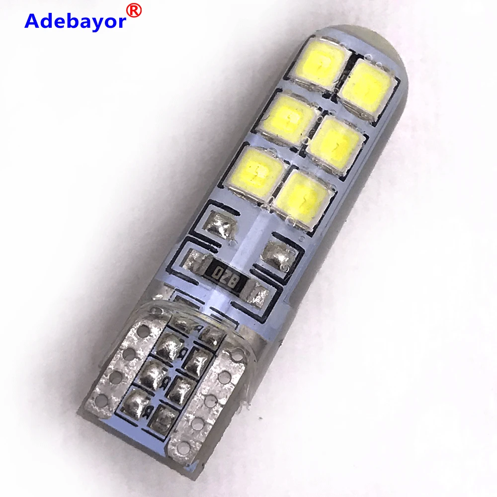 100 шт. Высокое качество силиконовая авто светодиодный 194 W5W 12SMD T10 12 светодиодный SMD 2835 Клин светодиодный светильник лампа