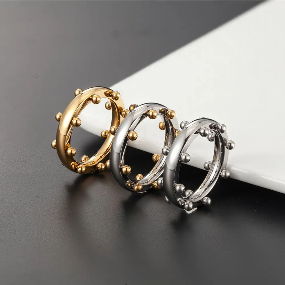 Luxury Stainless Steel Mini Ball Ring Gold Color for Women Men Vintage Finger Rings Party Wedding Wolf Party Trend Jewelry Gift wedding rings finger rings jewelry rings ring jewelry