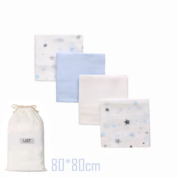 

4-Pack Baby Diapers Gauze Muslin Square Washable Premium Reusable Nappy Wipes Extra Soft Newborns Sensitive Babies Skin Cushion