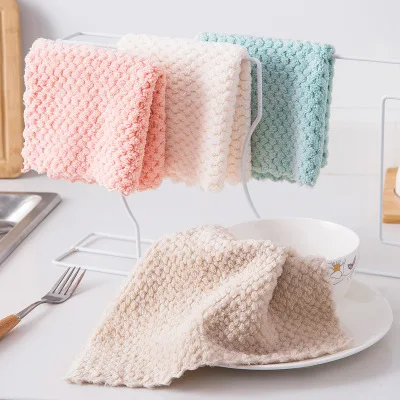 3PCS/Lot Soft Coral Fleece Cleaning Towel 25 x 25cm Absorbable Glass Kitchen Cloth Wipes Table Window Car Dish | Дом и сад
