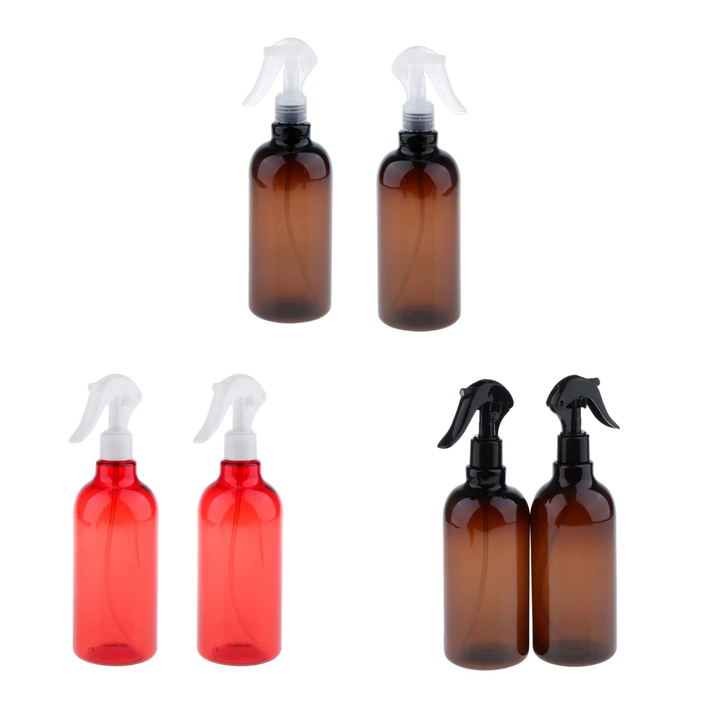 2pcs 500ml Empty Amber Spray Bottles Refillable Container for Essential Oils Cleaning Products Aromatherapy