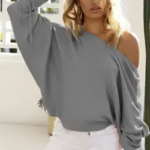 Осень и зима досуг яма шерсть свитер женский сексуальный плечо свободный свитер