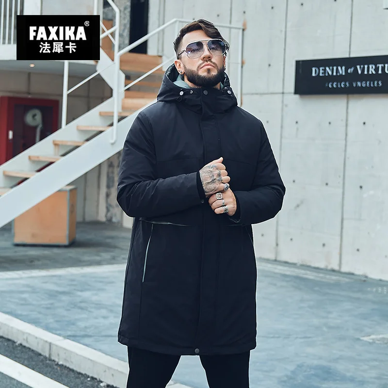 FAXIKA Big yards short man tooling down jacket handsome striped fatty fertilizer increased winter coat