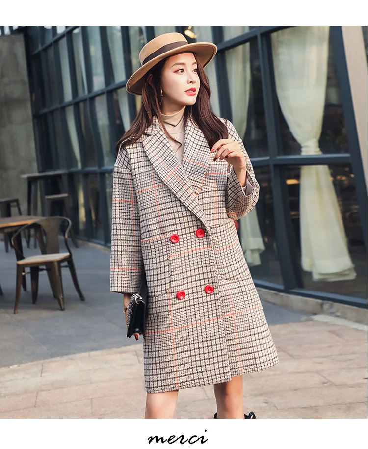 Photo Shoot Autumn And Winter Elegant Graceful Loose-Fit Plaid Coat+ Half-length Short Skirt Online Celebrity Two-Piece Se