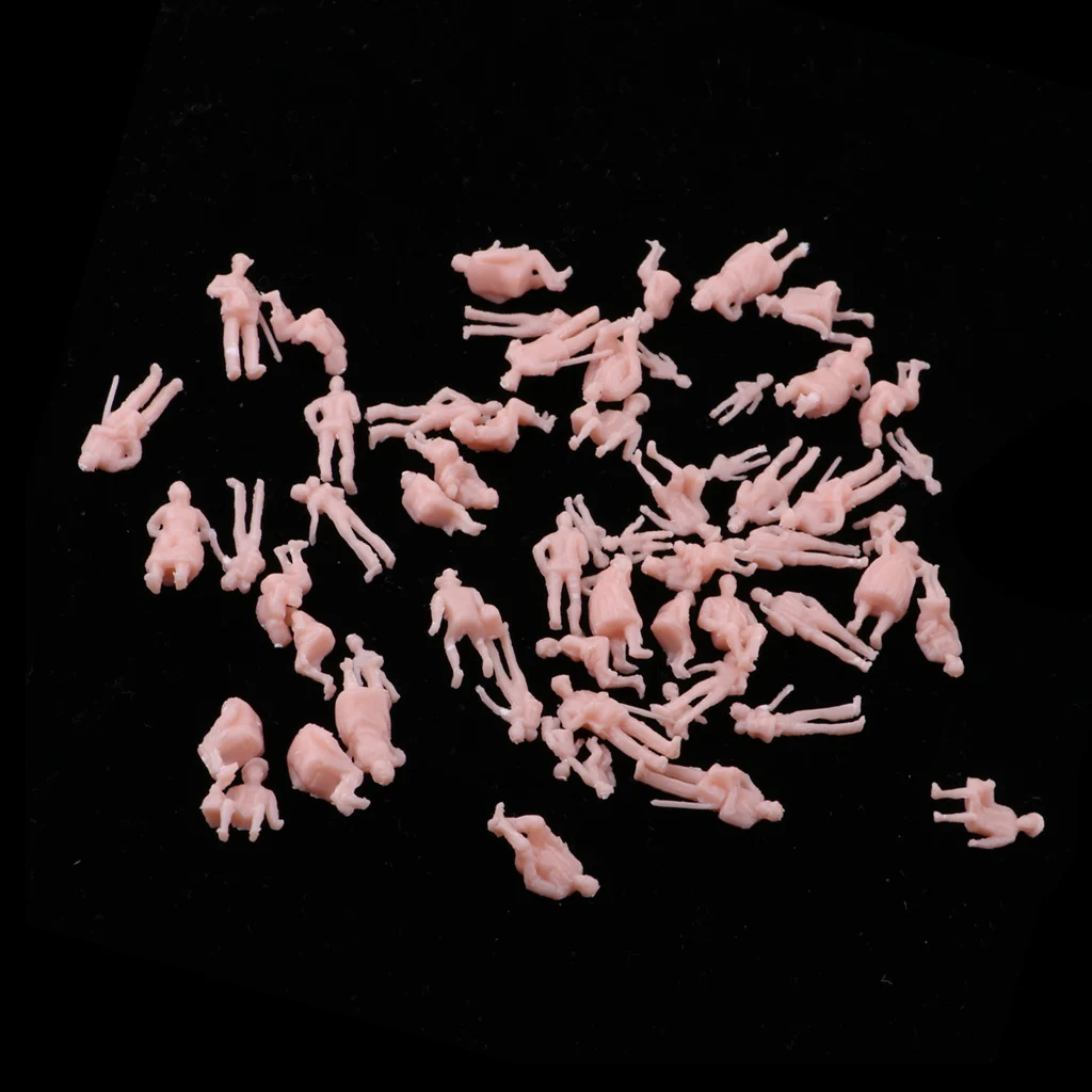60pcs Unpainted Model Train People Figures HO Scale Model Miniature Figures