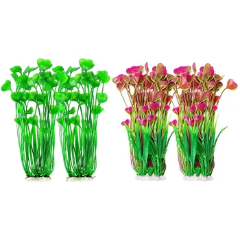 

Large Plastic Plants for Fish Tank Decorations, 4 Pieces of 16-Inch Artificial Plants for Aquarium Decoration