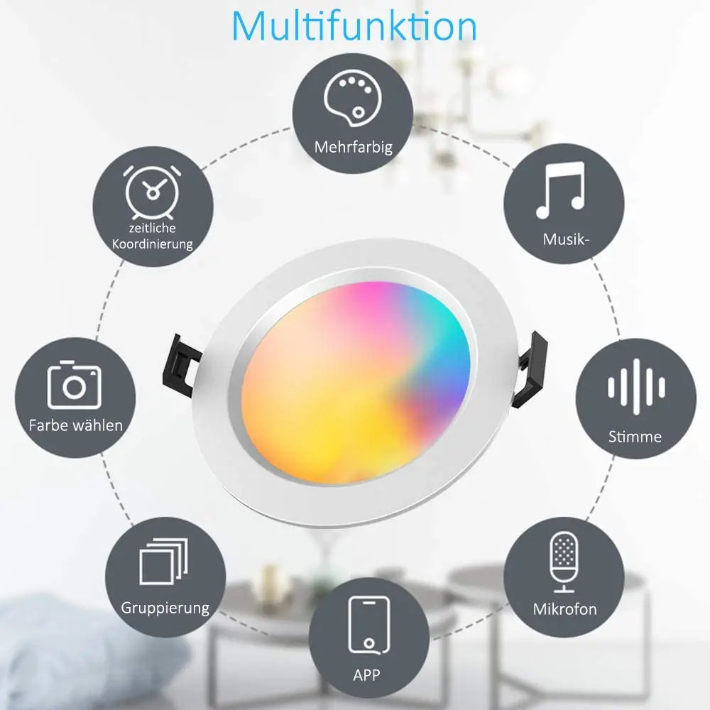 

Встраиваемый Точечный светильник, 1 шт., 5 Вт, Bluetooth, Wi-Fi, RGB сменный, с теплым белым и холодным белым светом, Встраиваемый светодиодный потолочный светильник, быстрая доставка