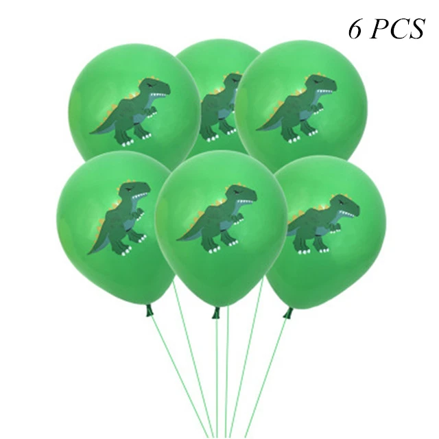 6PCS green Вечерние украшения в виде динозавра Топпер для торта с днем рождения баннер воздушные шары в виде динозавра вечерние праздничные украшения для мальчиков - Цвет: 6PCS green
