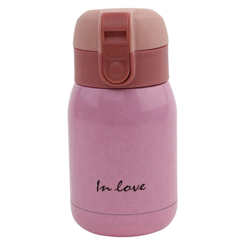 2Pcs Mini Stainless Steel Big Belly Thermos Bottle(SKY BLUE/PINK)200Ml