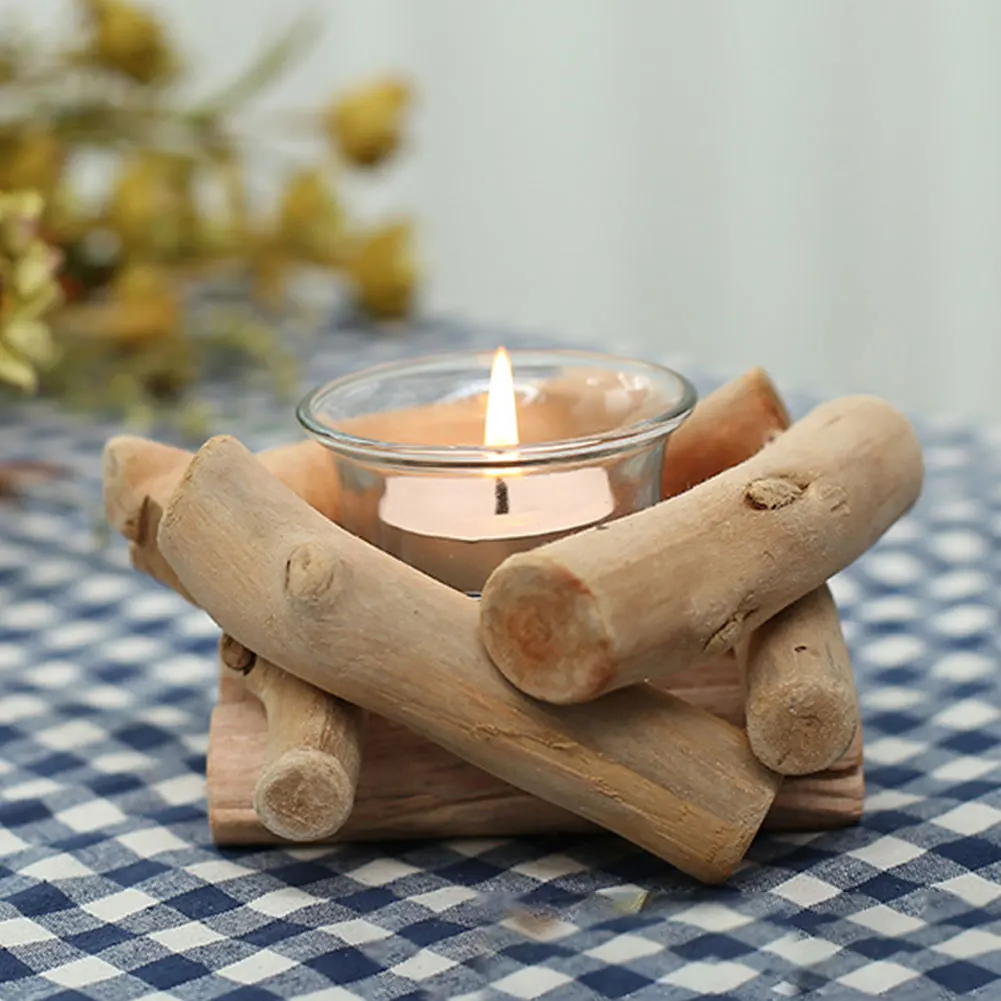 Деликатное Украшение DIY подсвечник держатель для свадебного искусства для дома портативная деревянная палочка подсвечник ручной работы стекло романтический